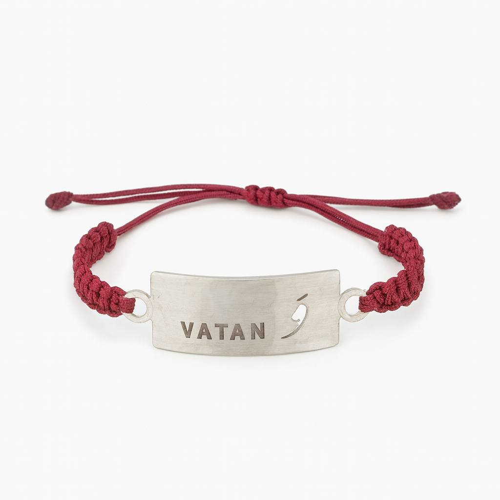 دستبند نقره «وَ وطن» قرمز