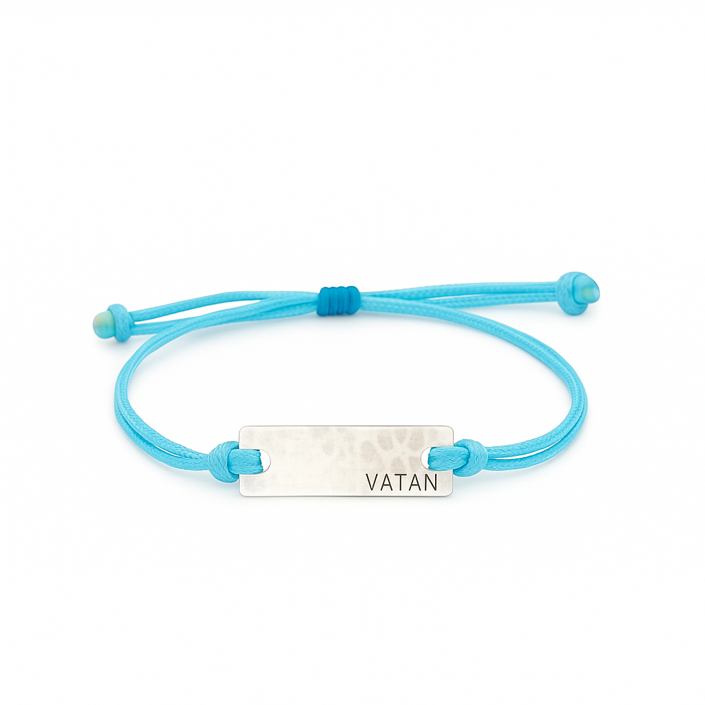دستبند نقره "VATAN" آبی