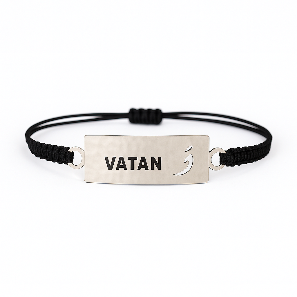 دستبند نقره «وَ وطن» مشکی